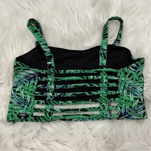 VICTORIA'S Secret Pink Studded Tropical Print Crop Corset Bra Top Sz S - Picture 4 of 10